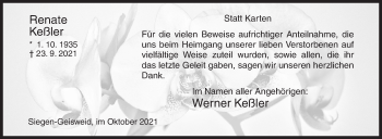 Traueranzeige von Renate Keßler von Siegener Zeitung