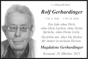 Traueranzeige von Rolf Gerhardinger von Siegener Zeitung