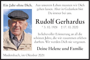 Traueranzeige von Rudolf Gerhardus von Siegener Zeitung