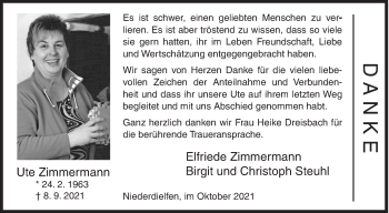 Traueranzeige von Ute Zimmermann von Siegener Zeitung