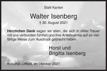 Traueranzeige von Walter Isenberg von Siegener Zeitung