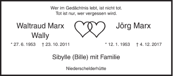 Traueranzeige von Waltraud Marx von Siegener Zeitung
