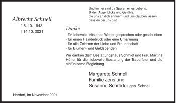 Traueranzeige von Albrecht Schnell von Siegener Zeitung