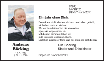 Traueranzeige von Andreas Böcking von Siegener Zeitung