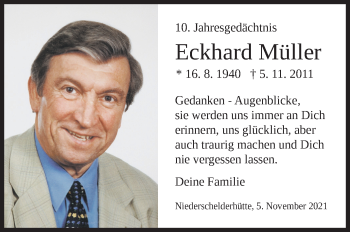 Traueranzeige von Eckhard Müller von Siegener Zeitung