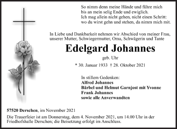 Traueranzeige von Edelgard Johannes von Siegener Zeitung