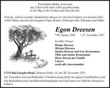 Traueranzeige von Egon Dreesen von Siegener Zeitung