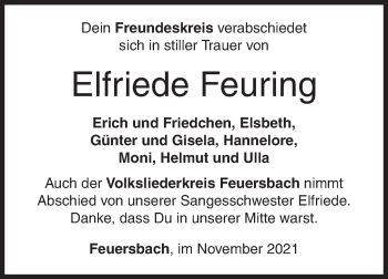 Traueranzeige von Elfriede Feuring von Siegener Zeitung