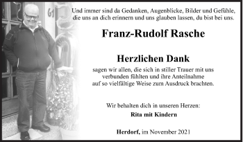 Traueranzeige von Franz-Rudolf Rasche von Siegener Zeitung