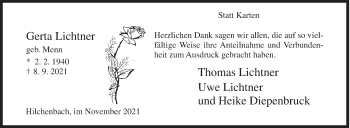 Traueranzeige von Gerta Lichtner von Siegener Zeitung