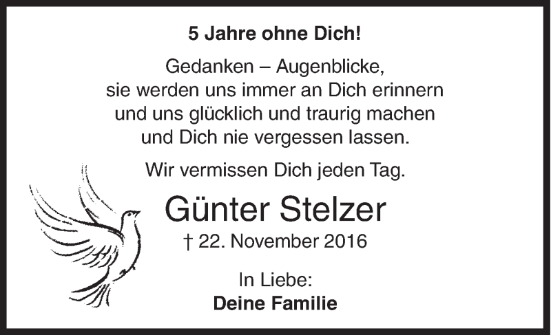  Traueranzeige für Günter Stelzer vom 22.11.2021 aus Siegener Zeitung