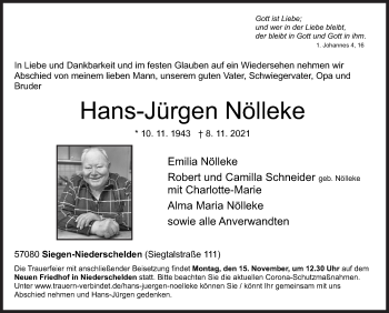 Traueranzeige von Hans-Jürgen Nölleke von Siegener Zeitung