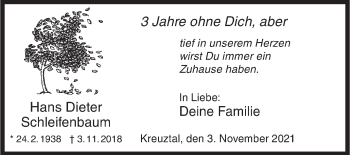 Traueranzeige von Hans Dieter Schleifenbaum von Siegener Zeitung