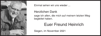 Traueranzeige von Heinrich  von Siegener Zeitung