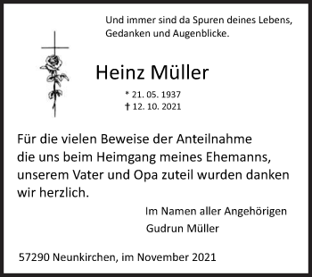 Traueranzeige von Heinz Müller von Siegener Zeitung
