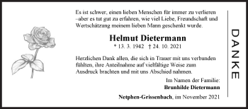 Traueranzeige von Helmut Dietermann von Siegener Zeitung