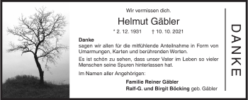 Traueranzeige von Helmut Gäbler von Siegener Zeitung