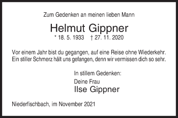 Traueranzeige von Helmut Gippner von Siegener Zeitung