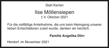 Traueranzeige von Ilse Möllensiepen von Siegener Zeitung