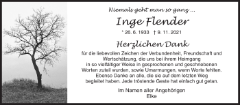 Traueranzeige von Inge Flender von Siegener Zeitung