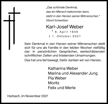 Traueranzeige von Karl-Josef Weber von Siegener Zeitung