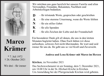 Traueranzeige von Marco Krämer von Siegener Zeitung