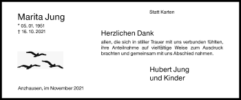 Traueranzeige von Marita Jung von Siegener Zeitung