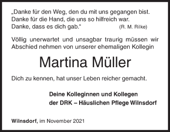 Traueranzeige von Martina Müller von Siegener Zeitung