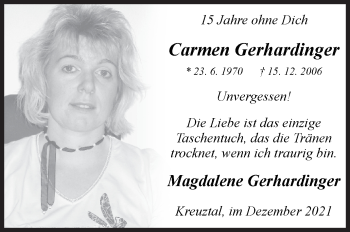Traueranzeige von Carmen Gerhardinger von Siegener Zeitung
