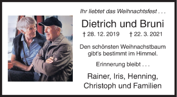 Traueranzeige von Dietrich und Bruni  von Siegener Zeitung