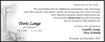 Traueranzeige von Doris Lange von Siegener Zeitung