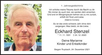 Traueranzeige von Eckhard Stenzel von Siegener Zeitung