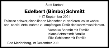 Traueranzeige von Edelbert Schmitt von Siegener Zeitung