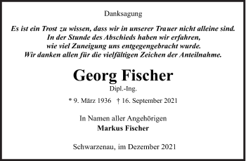 Traueranzeige von Georg Fischer von Siegener Zeitung