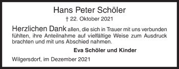 Traueranzeige von Hans Peter Schöler von Siegener Zeitung