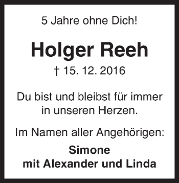 Traueranzeige von Holger Reeh von Siegener Zeitung