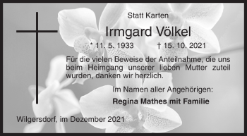 Traueranzeige von Irmgard Völkel von Siegener Zeitung