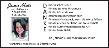 Traueranzeige von Jasmin Mülln von Siegener Zeitung