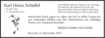 Traueranzeige von Karl Heinz Scheffel von Siegener Zeitung