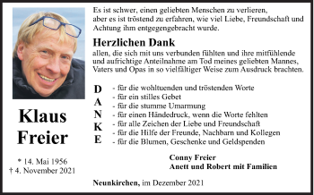 Traueranzeige von Klaus Freier von Siegener Zeitung
