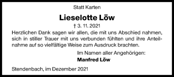 Traueranzeige von Lieselotte Löw von Siegener Zeitung