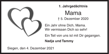 Traueranzeige von Mama  von Siegener Zeitung