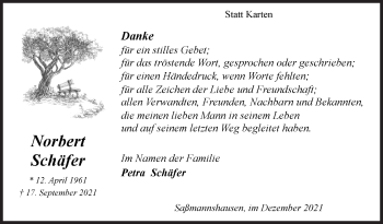 Traueranzeige von Norbert Schäfer von Siegener Zeitung