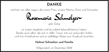 Traueranzeige von Rosemarie Schmelzer von Siegener Zeitung