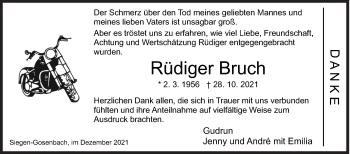 Traueranzeige von Rüdiger Bruch von Siegener Zeitung
