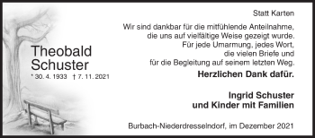 Traueranzeige von Theobald Schuster von Siegener Zeitung