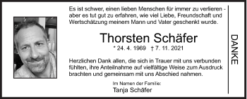 Traueranzeige von Thorsten Schäfer von Siegener Zeitung