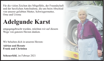 Traueranzeige von Adelgunde Karst von Siegener Zeitung