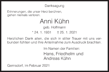 Traueranzeige von Anni Kühn von Siegener Zeitung
