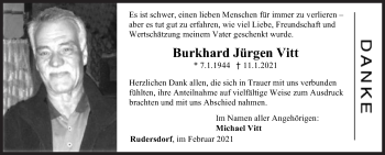 Traueranzeige von Burkhard Jürgen Vitt von Siegener Zeitung